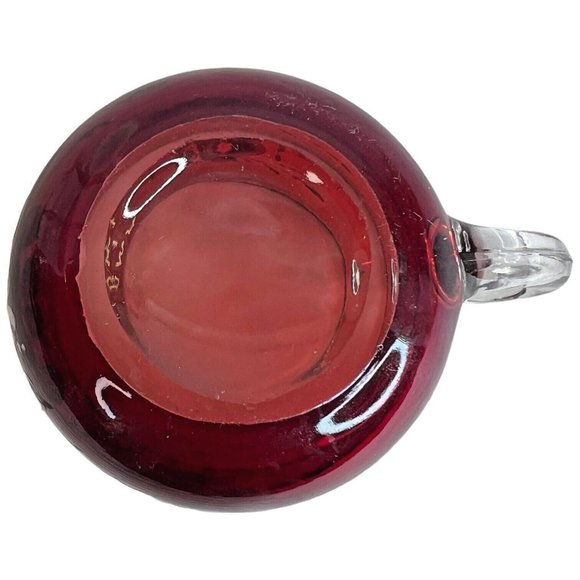 Antique Ruby Red Flash White Clear Grandma 1897 Mug Cup Hand Painted Flowers - Picture 9 of 9